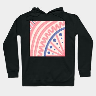 Waves and spots in strawberry blush pink and soft cobalt blue Hoodie